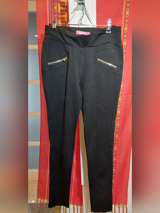 Ci Sono Pants - Ci Sono Black Ponte Skinny Pants with Gold Zipper Details